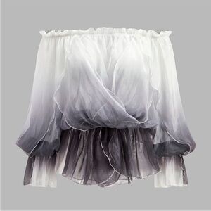 Ethereal NWT Chiffon Off the Shoulder size Large Iridescent Fitted Cottagecore